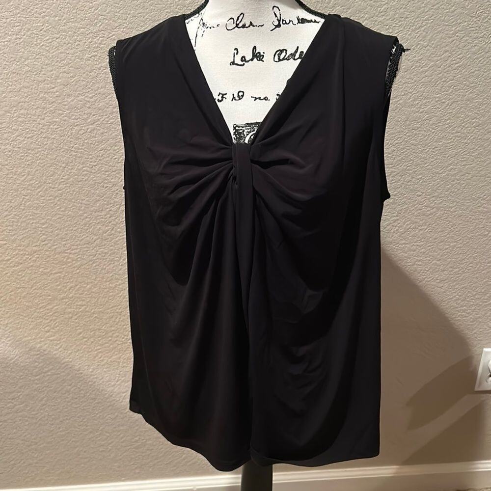 Apt 9 Black Faux draped front Top Sz OX